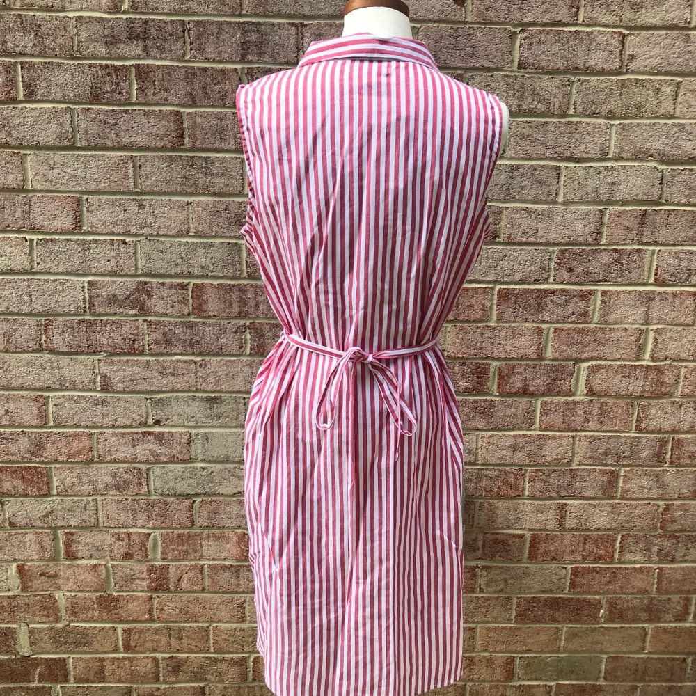 NWT Thyme and Honey Red Striped Shirt Dress - Picture 5 of 7